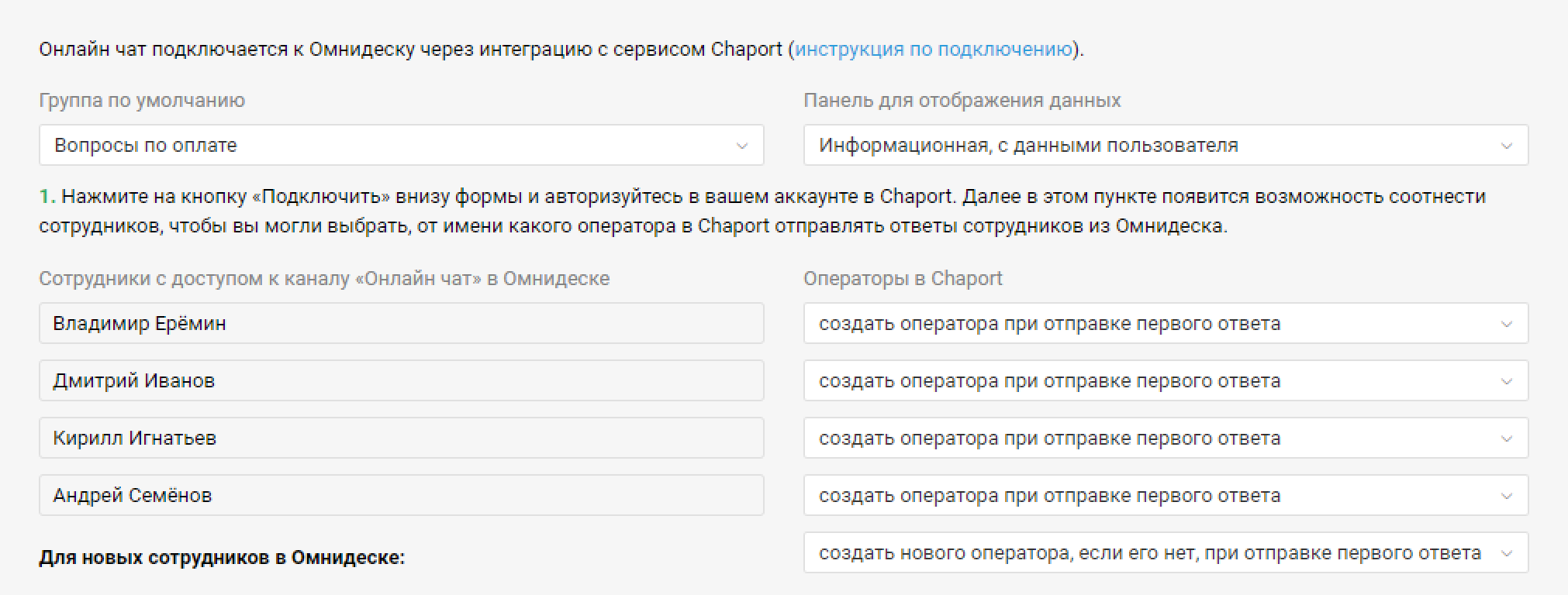 Интеграция с Chaport