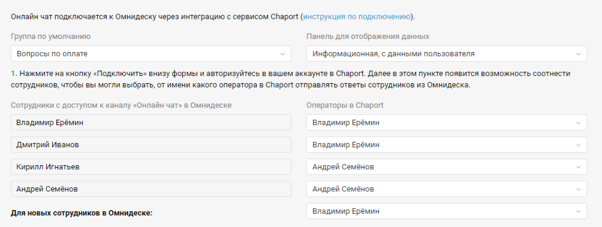 Интеграция с Chaport